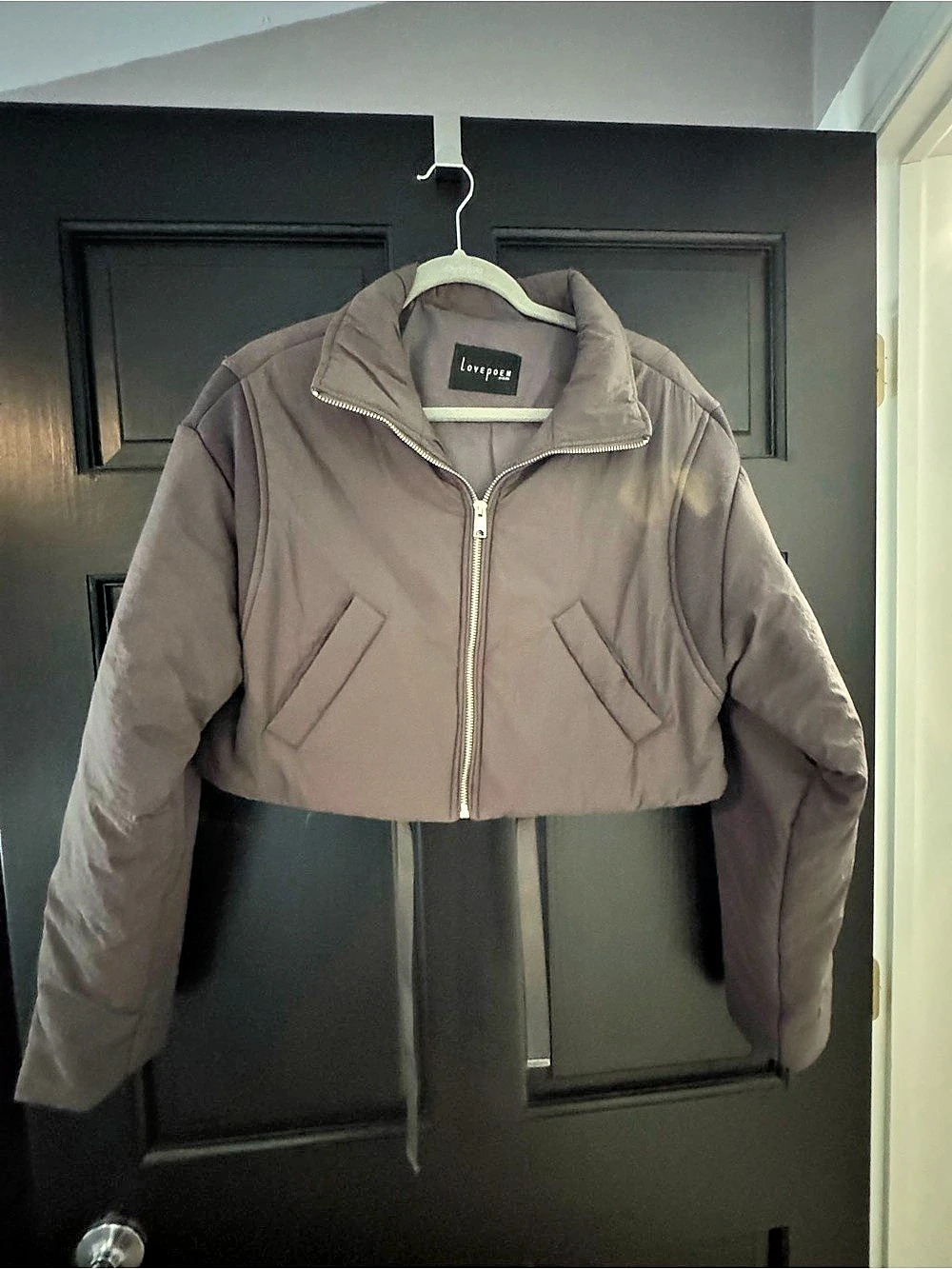Love Poem Cropped Puffer Jacket in Brown Like New